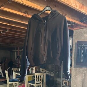 Black Cropped Zip-Up Hoodie